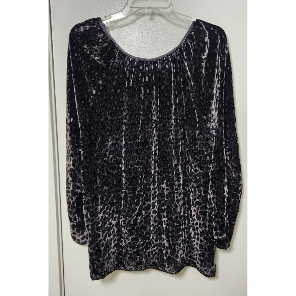 What Goes Around Comes Around Animal Print Velvet Burnout Tunic Large Black Gray